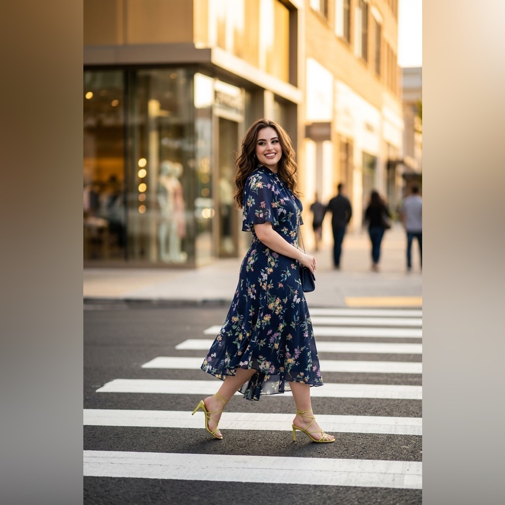 Maggy London Navy Floral Maxi Dress - Picture 2 of 11